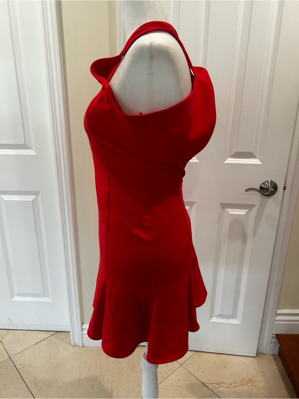 Likely Carolyn Bittersweet Coral Crisscross Halter Mini Dress Wedding guest - Picture 4 of 5